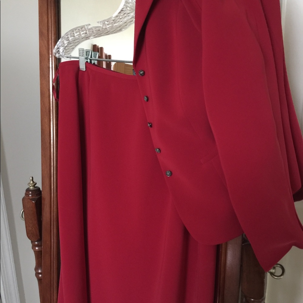 Striking red Kasper 2 piece suit